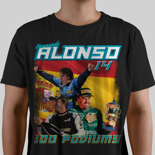 Discover FRD Alonso 100 Podiums Racing Vintage 90s Bootleg T-Shirt