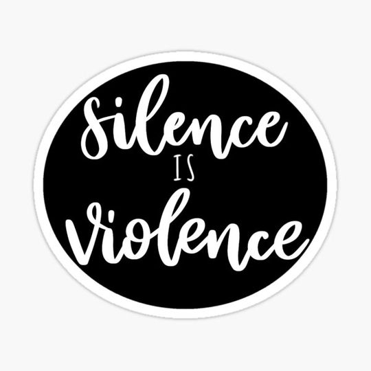 Discover White Calligraphy Silence is Violence