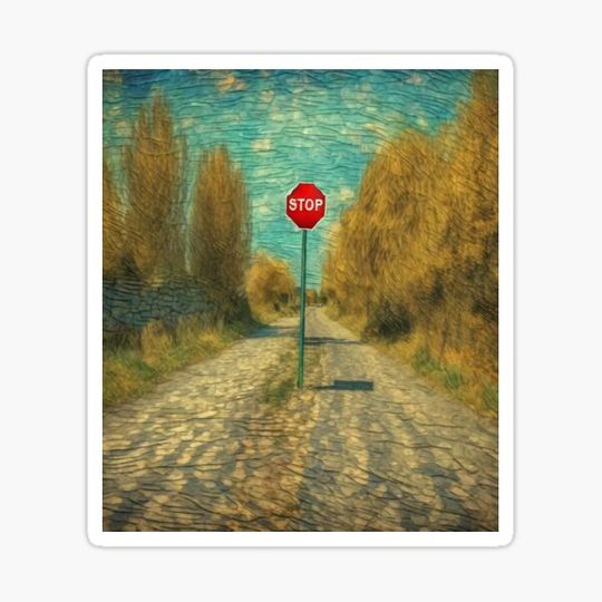 "Stop Sign in the Middle of the Road-Say No to All Forms of Violence"