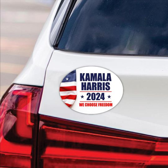 Discover Kamala Harris 2024 Car Magnet, We Choose Freedom, Harris For President Vehicle Magnet CA759