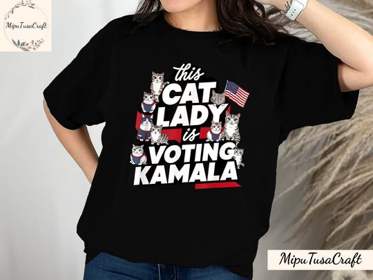 Discover Kamala Harris President 2024 Shirt, Childless Cat Lady Shirt