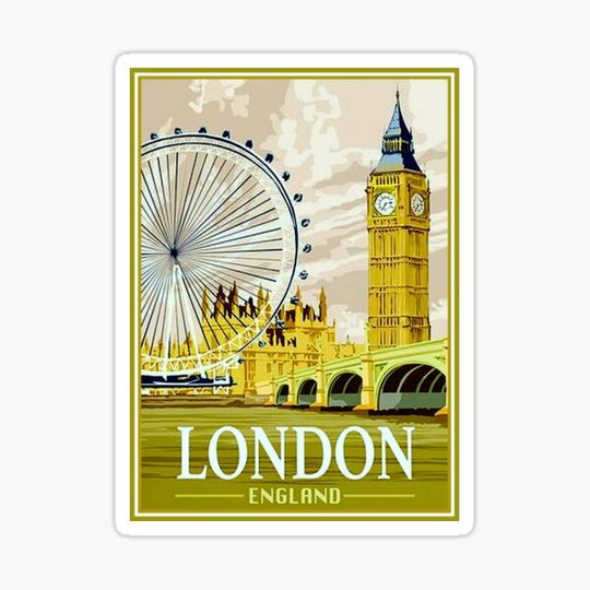 Discover LONDON : Vintage Travel and Tourism Advertising Print