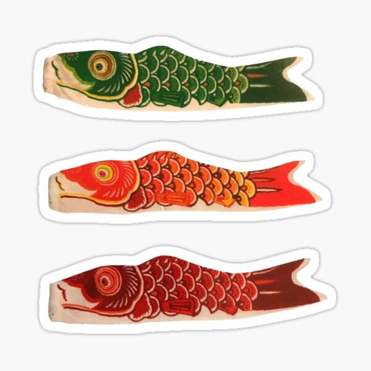 Discover Japanese Fish Kite Sticker Pack - Koi Koinobori Windsock Kites