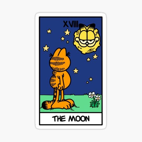 Discover the moon tarot card but it's garfield