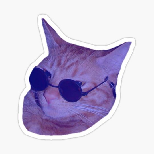 Discover Funny Cute Geeky Hipster Purple Cat Wearing Glasses Sticker