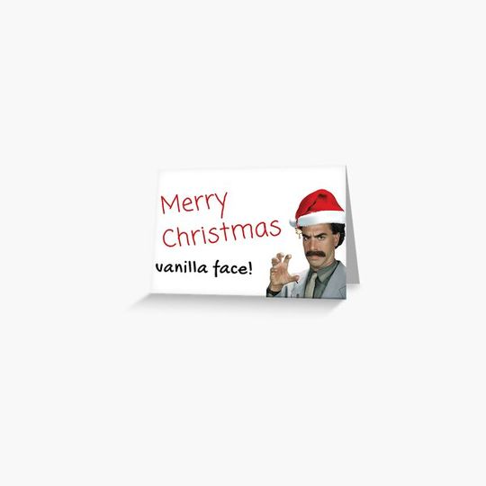 Discover Borat Christmas card, Merry Christmas vanilla face, Gifts, Presents