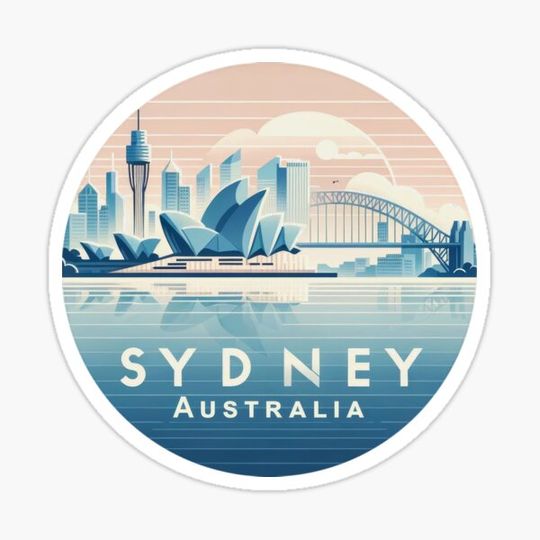 Discover Stylish Sydney Australia sticker with Opera House and Harbor Bridge - perfect for travel lovers and tourism fans