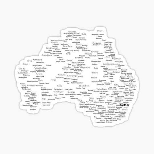 Discover Sydney on the mainland map of Australia from cities names