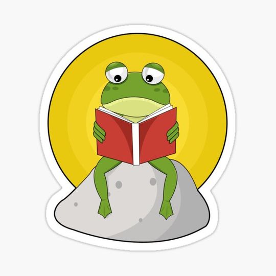Discover Frog on Stone with Book