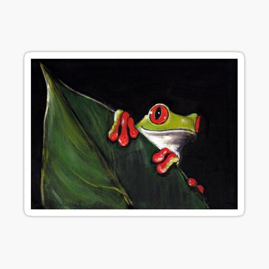 Discover Midnight Mischief  -  Original Painting Red-Eyed Tree Frog