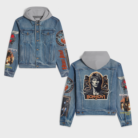 Discover Bon Jovi 2 Unisex Hooded Denim Jacket
