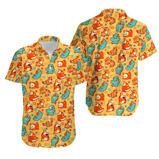 Discover Fuecoco Totodile Hawaii Button-Up Shirt Japanese Anime Hawaiian Shirt Gifts