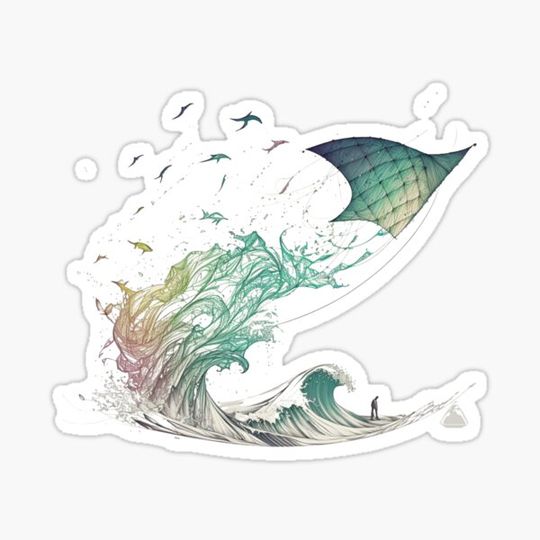 Discover line art wave kite