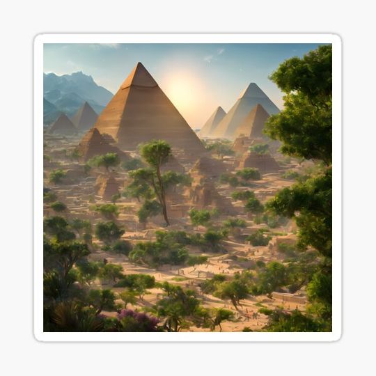 Discover Ancient Egypt City Pyramids Landscape Sunset - Worlds Collection