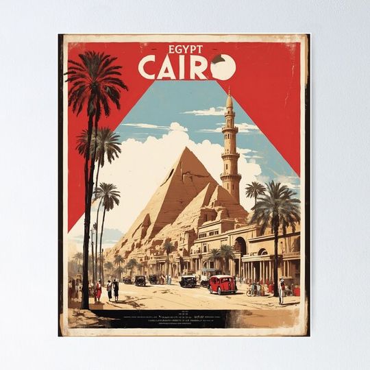 Discover Cairo Egypt Vintage Poster Tourism