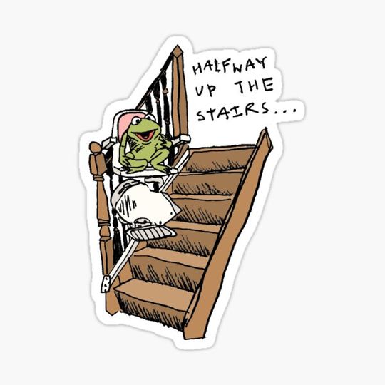 Discover robin halfway up the stairlift