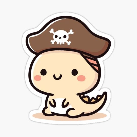 Discover Adorable Pirate Dinosaur Cartoon Art