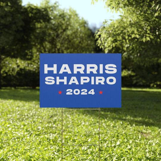 Discover Kamala Harris Josh Shapiro 2024 President Yard Sign | Blue & White Election Democrat Campaign Lawn Sign with Stake