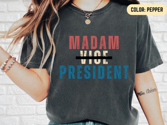 Discover Election 2024 Kamala Harris 2024 T-Shirt, Madam Vice President, Vote Blue 2024, Anti-Trump Gift for Democrat