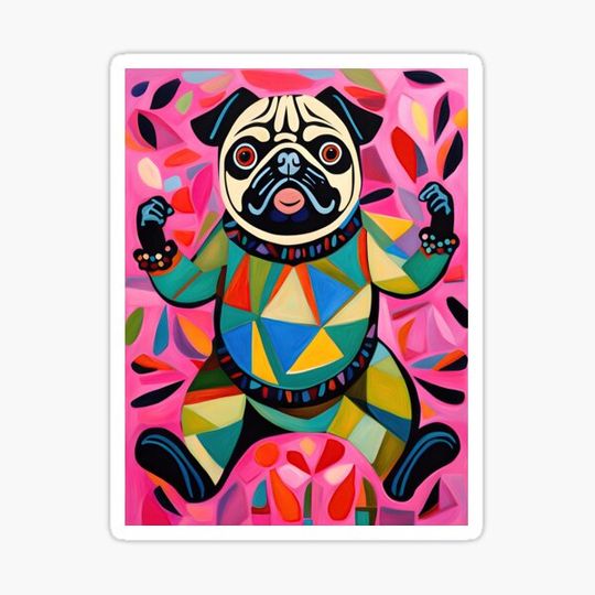 Discover Groovy Colorful Pug, Fuschia, Pink
