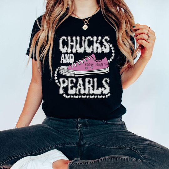 Discover Chucks and Pearls Shirt Kamala Harris 2024 Shirt, Kamala shoes and pearls