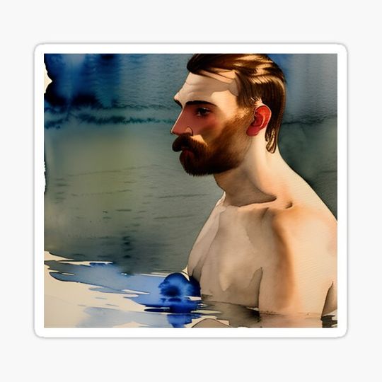 Discover Watercolor Male Portrait in River