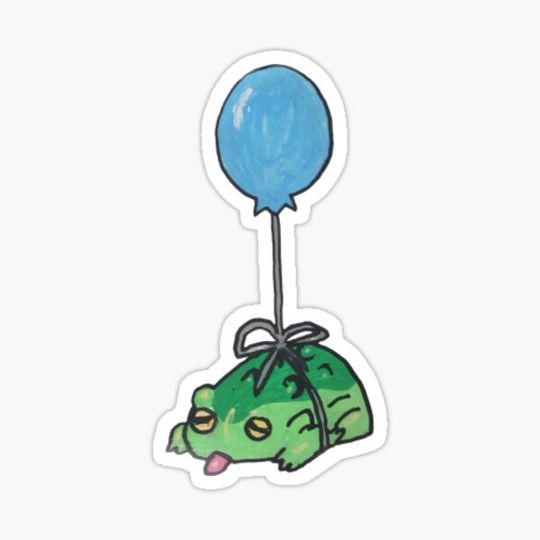 Discover frog on a balloon