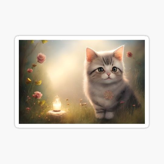 Discover kitten and flowers