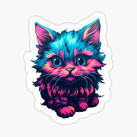 Discover Colored kitten with white outline