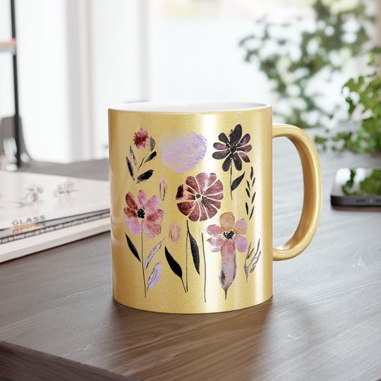 Discover Floral Metallic Mug (Silver\Gold)