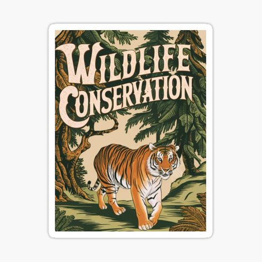 Discover Wildlife Conservation Vintage Tiger Forest