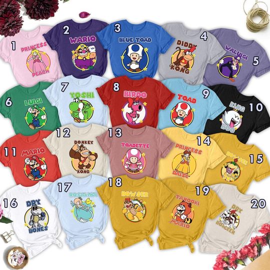 Discover Power Gaming And Mushroom Kingdom Shirt, Yoshi Goombas Koopas And Boos T