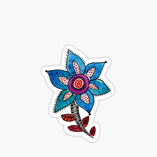 Discover Blue Flower Sticker