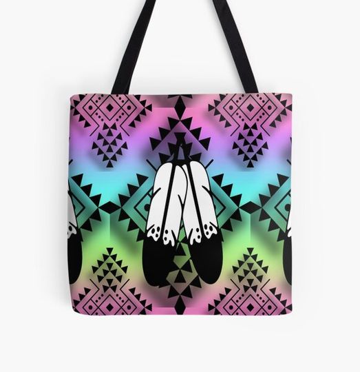 Discover Pastel Gradient / Black Double Feather Native Print