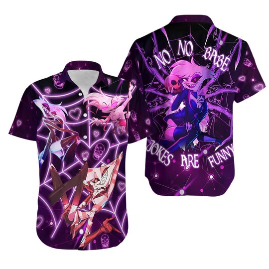 Discover Angel Dust Hawaiian Shirt, Hazbin Hotel Shirt, Button Down Shirt
