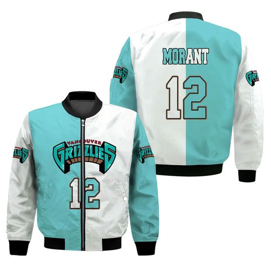 Discover Memphis Grizzlies Ja Morant 12 White Fleece Bomber Jacket