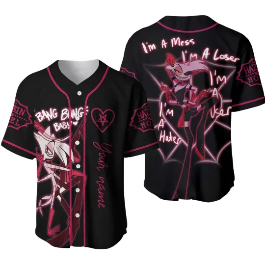 Discover Custom Name Hazbin Hotel Baseball Jersey, Angel Dust Baseball Jersey