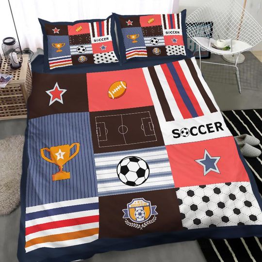 Discover Ronaldo Messi Quilt Duvet Cover Football Boy Bedding Set Single Double King Size