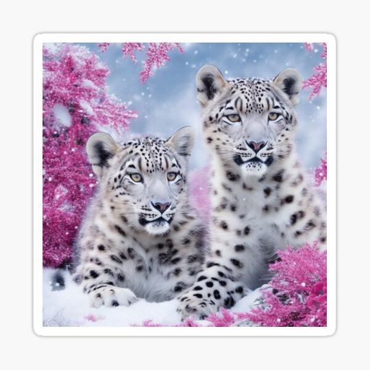 Discover Christmas Snow Leopards | Pink Outdoor Scene