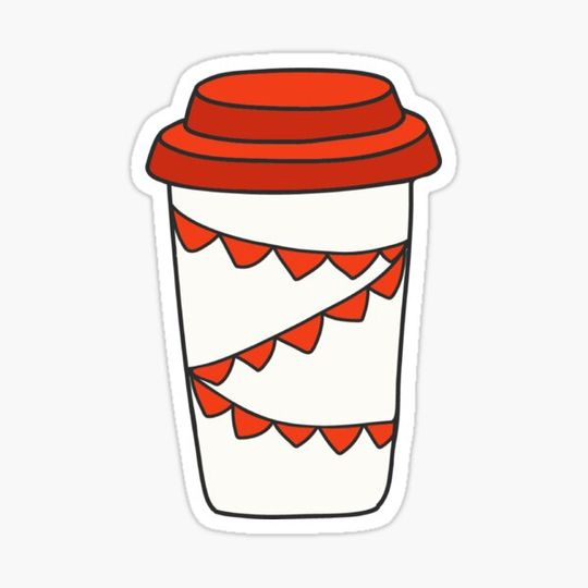 Discover Winter and Christmas Drink in Disposable Cup with Red Flags Banner