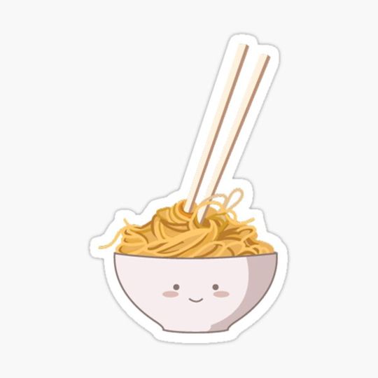 Discover Cute kawaii noodle bowl with chopsticks