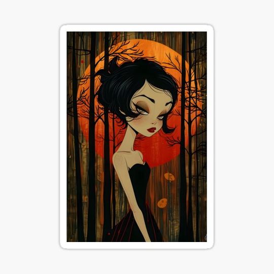 Discover llustration of a  Mysterious Lady in an Autumn Forest