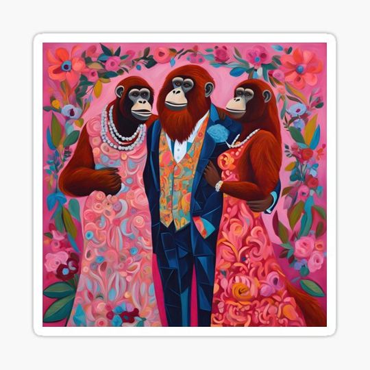 Discover Threesome Monkeys, Fuschia, Pink