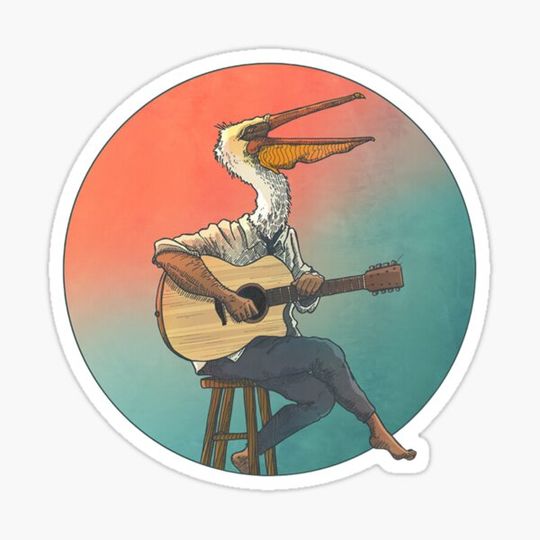 Discover How Many Guitars Does A Guitar Player Need Just One More, Happy Pelican Playing an Acoustic Guitar