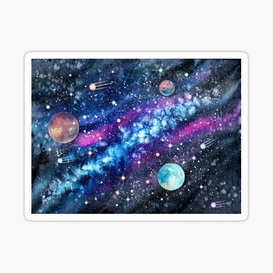 Discover Watercolor dark blue starry space