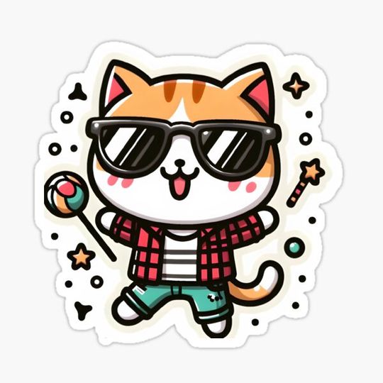 Discover Cool kawaii cat with sunglasses