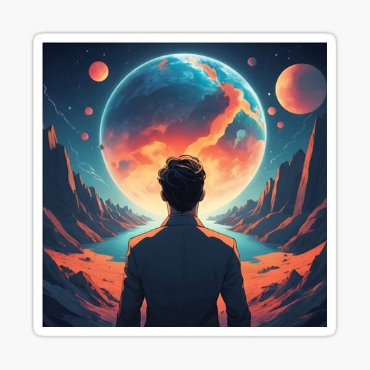 Discover Man facing the world