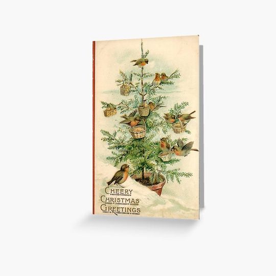 Discover Vintage Christmas Postcard with Robins and Tree 1902