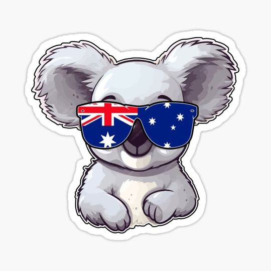 Discover Australian Koala Wearing Sunglasses with the Australian Flag - Australia Day Gift