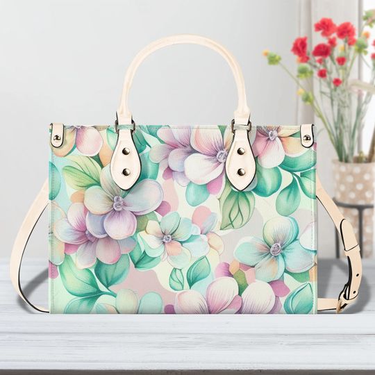 Discover Pastel Dreams Flower Leather Bags, Gift for her, Gift for Friend